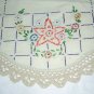 Small embroidered table mat hand crocheted lace edge vintage hc1281
