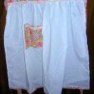 White handmade apron with chintz floral and lace trim hc1298