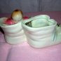Lusterware baby shoes nursery planter spaghetti trim Art Deco vintage hc1308