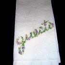 Huck towel hand embroidered Guests threadwork hem vintage linens hc1318