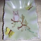 Hand painted china pin dish owl butterfly dragonfly hc1330