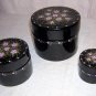 3 Nesting stacking lacquered papier paper mache boxes hand painted hc1361