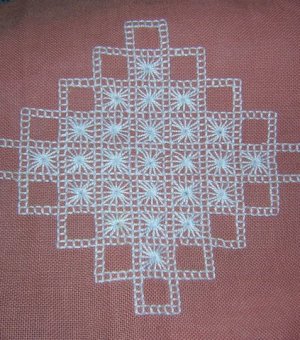 Embroidered table runner dresser scarf Scandinavian style hc1365