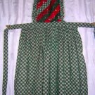 Christmas bib apron multi-print lace edged green red nice one hc1396