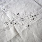 Victorian linen tablecloth topper centerpiece whitework embroidery dogwood hc1417