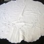 Victorian linen tablecloth topper centerpiece whitework embroidery dogwood hc1417