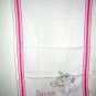 Embroidered linen silver towel strawberries puppy vintage hc1419
