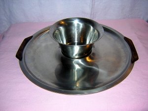 Scanli Denmark stainless steel dip bowl and large tray Eames Danish Modern era hc1422