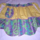 Yellow hostess apron flower power trim rickrack vintage hc1431