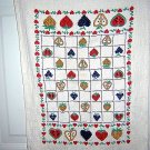 Woven cotton towel hearts fruits on checkerboard unused hc1510