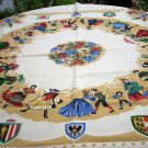 Jacquard tablecloth European costumes coats of arms colorful souvenir vintage linens hc1518