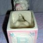 Curly lamb pulling ABCs cart nursery planter 1950s  as new vintage hc1519