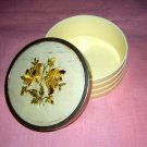 Celluloid powder box embroidered lid vintage hc1520