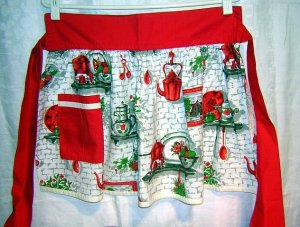 Vintage red trim apron antique kitchen accessories hc1555