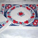 Art Deco placemats napkins apples cherries 4 ea vintage linens hc1569