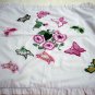 Crewel embroidered pillow sham butterflies morning glories vintage linens hc1588