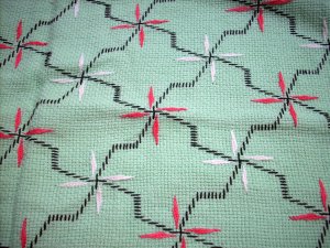 Pair pillow shams woven cotton embroidered design vintage linens hc1592