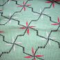 Pair pillow shams woven cotton embroidered design vintage linens hc1592