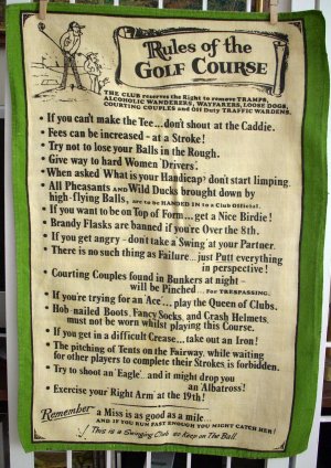 Rules of the Golf Course Blackstaff linen towel vintage hc1604