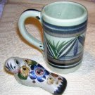 Tonala Mexican pottery mug signed numbered hc1624
