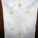 Embroidered linen tray liner dresser scarf antique hc1625