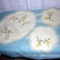 3 Piece set embroidered linen vanity or buffet mats antique hc1650