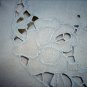 Ecru linen tablecloth hand embroidered cutwork tatted edging pristine vintage hc1679
