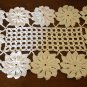 Hand crocheted large doily or table centerpiece pristine white flowers and grid hc1687