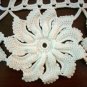 Hand crocheted large doily or table centerpiece pristine white flowers and grid hc1687