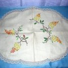 Embroidered linen dresser scarf table runner antique hc1704