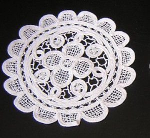 2 tape lace tiny table mats unused like Battenburg hc1705