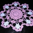 Bubblegum pink and white crocheted doily quite vintage hc1717