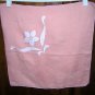Handmade pink linen tablecloth applique embroidery vintage hc1772