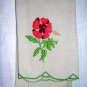 Embroidered hand guest towel satin stitch society silk style vintage linens  hc1779