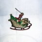 Santa's sleigh Christmas tree decoration bronze with painted details hc1781