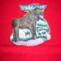 Embroidered moose Christmas tree decoration 1994 stuffed satin Eaton hc1782