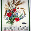 1984 Calendar towel Anemones daisies wheat lavender Zanker cotton hc1802
