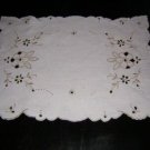 Ivory table mat Madeira style taupe embroidery vintage hc1803