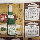 1979 Calendar tea towel linen vintage wine and delicacies hc1815
