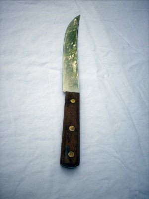 Premier Life Time stainless butcher or cook's knife wooden handle France vintage cutlery hc1820