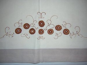 Embroidered cotton tea cloth or towel very old unusual hc1824