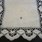 Victorian linen table runner bobbin lace antique 50 inches hc1833