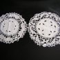 3 Antique linen doilies with bobbin lace & eyelets hc1836