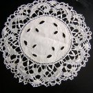 3 Antique linen doilies with bobbin lace & eyelets hc1836