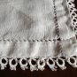 Antique white embroidered tray or table mat linen tatted edge threadwork fine hc1830