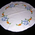 Bluebirds and flower garlands embroidered round table centerpiece hc1853