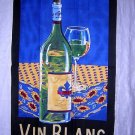 Vin Blanc white wine cotton towel unused vintage hc1854