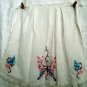 Antique hostess apron handkerchief linen embroidered butterflies hc1857