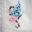Antique hostess apron handkerchief linen embroidered butterflies hc1857