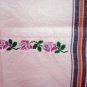 Heavy cotton kitchen hand towel cross-stitched woven stripe Italy vintage hc1858